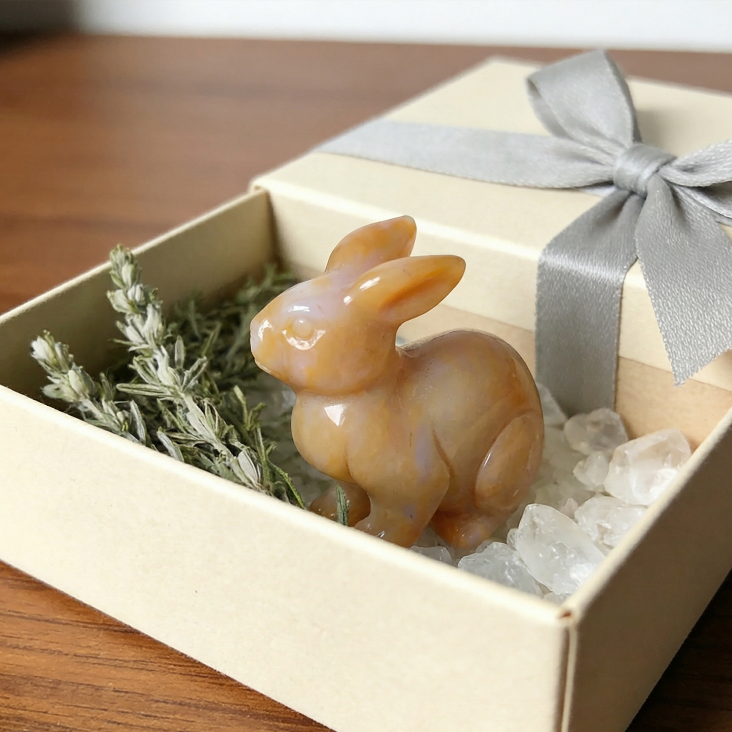Yellow Chalcedony Rabbit Carving-Natrual Stone Carving