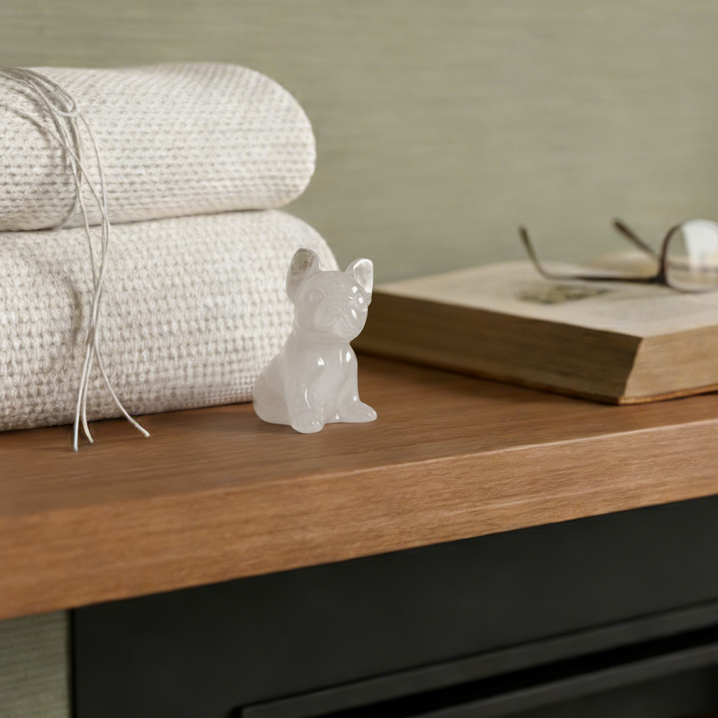 Angola Quartz Puppy Carving – Natural Crystal Animal Sculpture