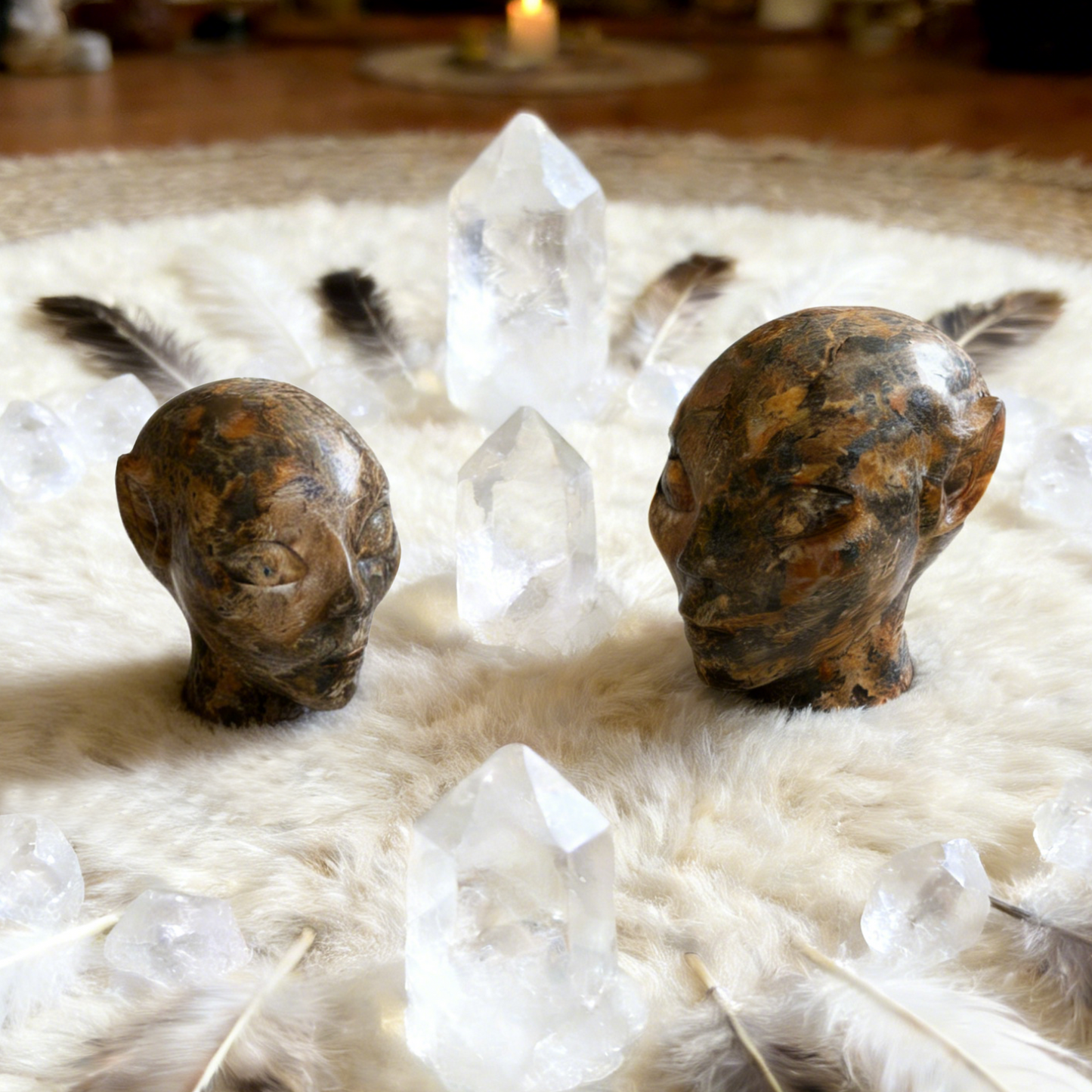 2 Inch Leopard Skin Jasper Alien Crystal Skull