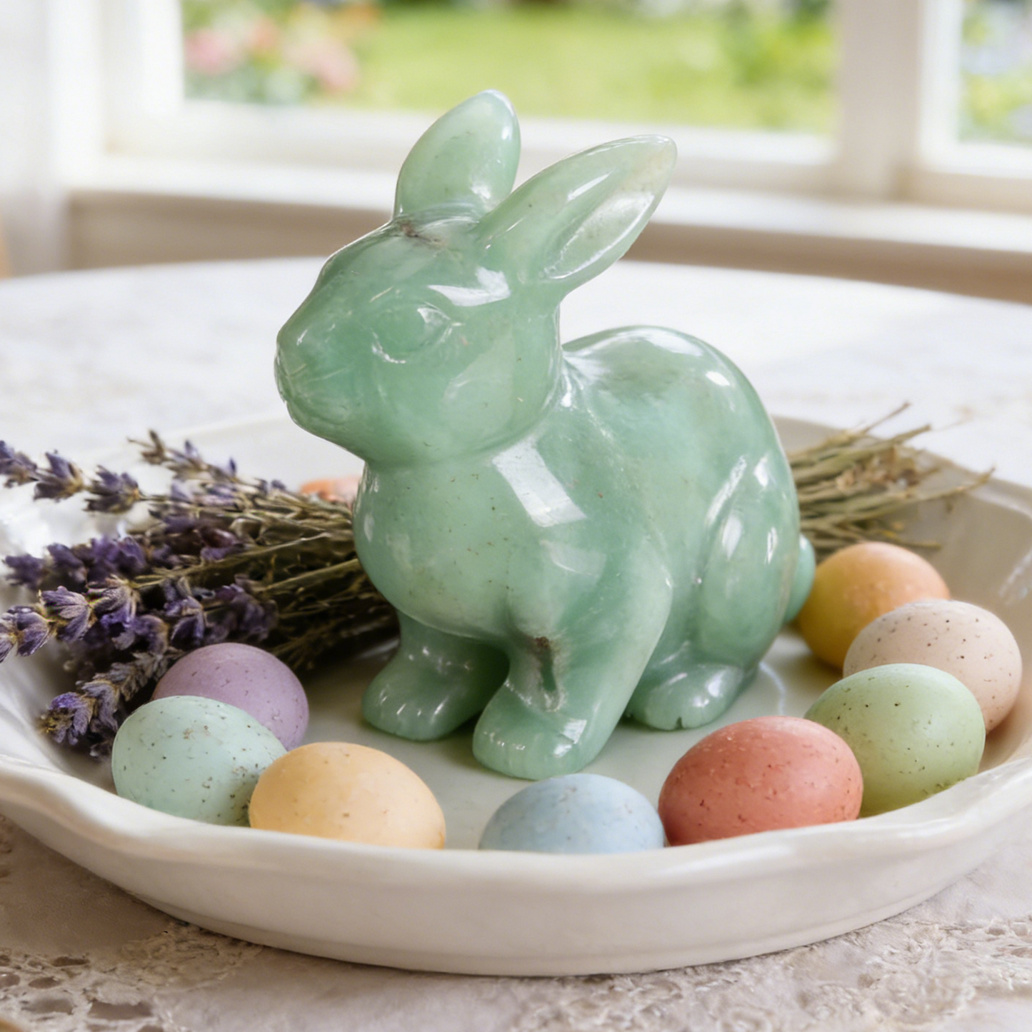 Green Aventurine Rabbit Carving – Lucky Stone Sculpture