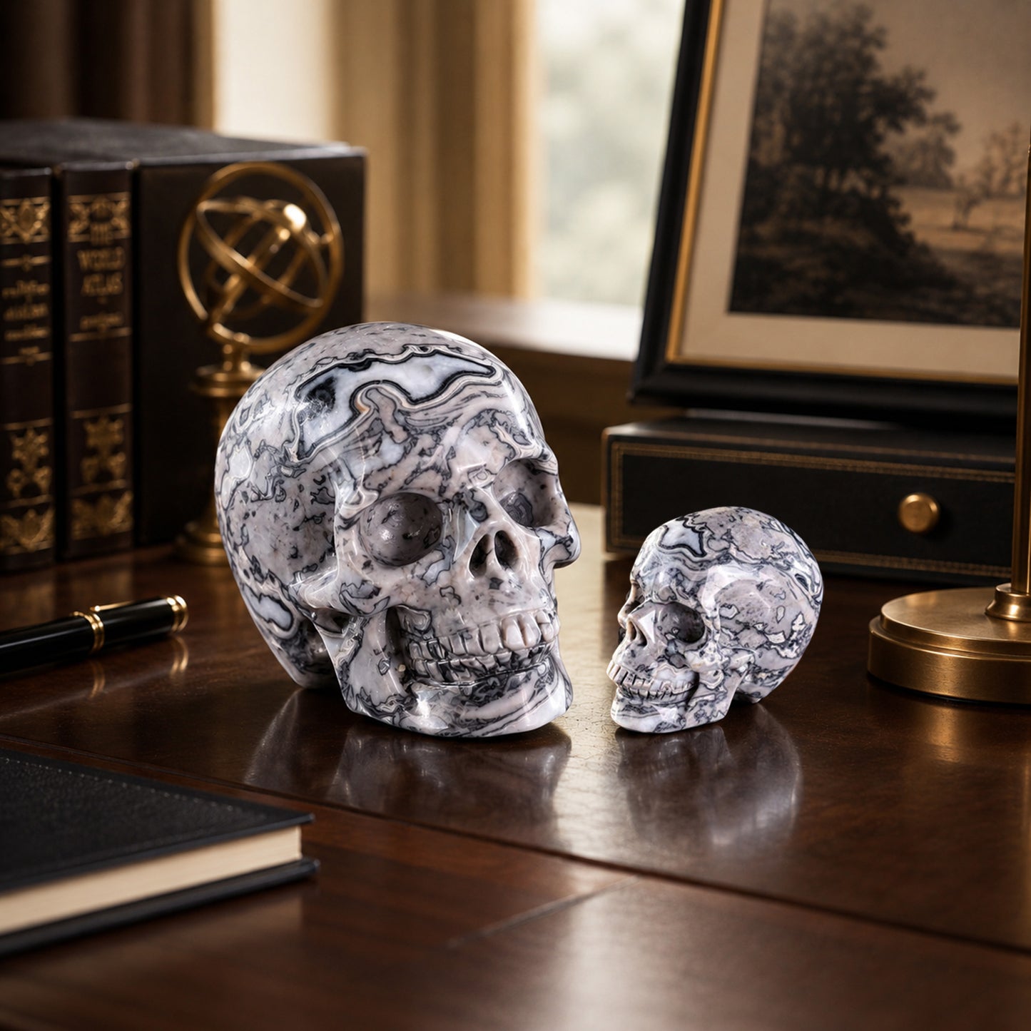 2 Inch Grey Picture Jasper Crystal Skull – Hand Carved Natural Stone