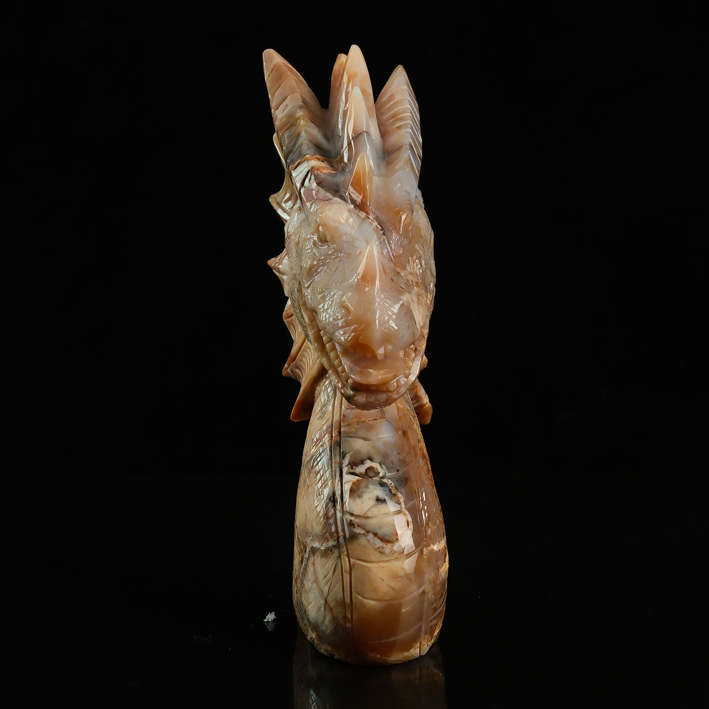 Yellow Chalcedony Dragon Head Sculpture - Hand Carved Natural Stone