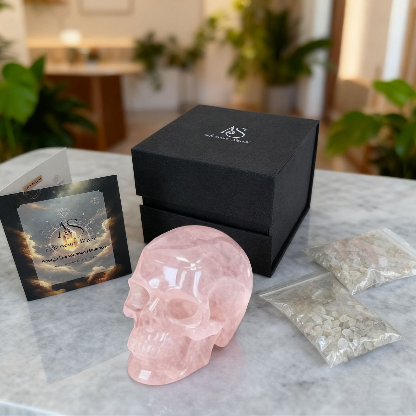 Crâne en cristal de quartz rose de 11,5 cm – Pierre naturelle sculptée à la main