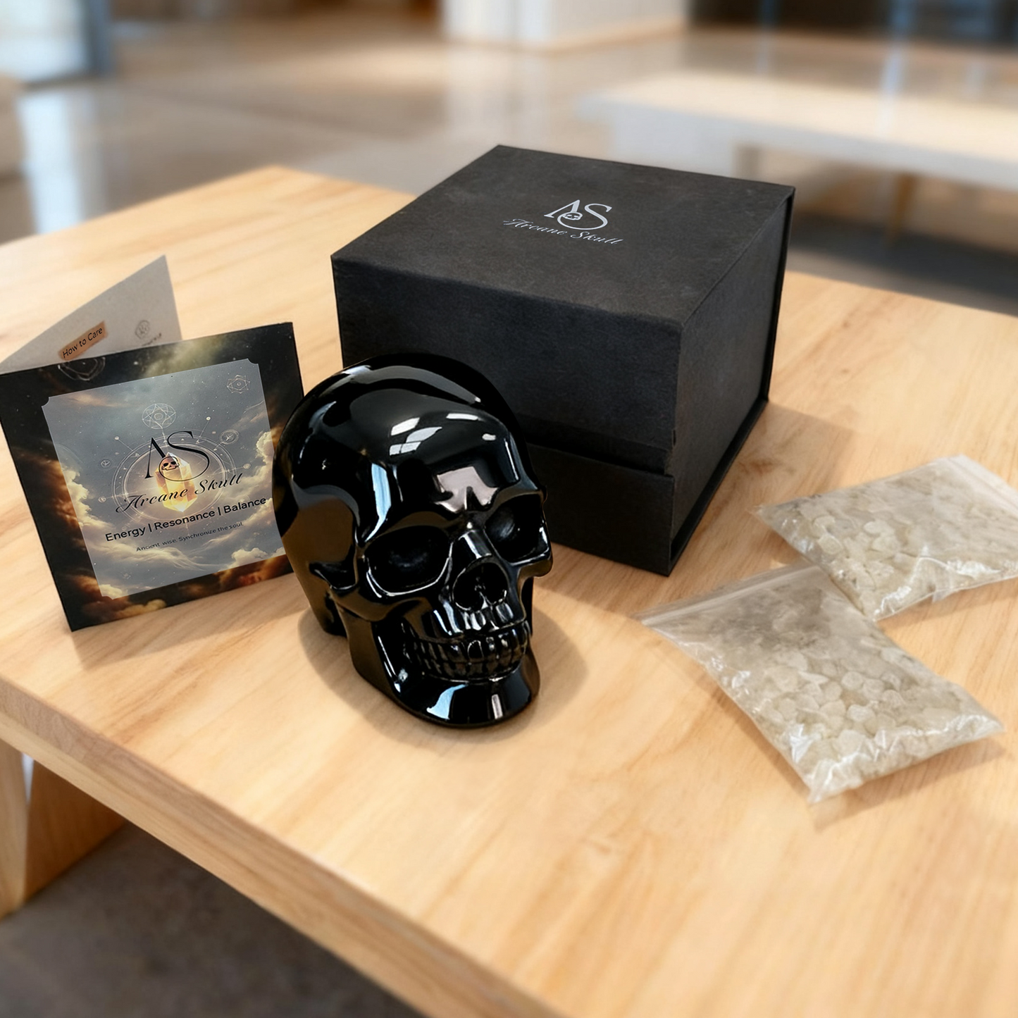 Crâne en cristal d'obsidienne de 11,5 cm – Pierre de protection sculptée à la main