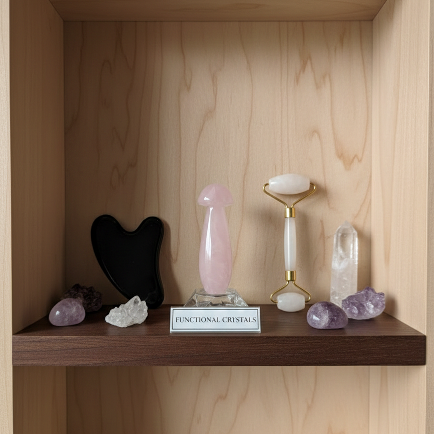 Rose Quartz Mushroom Acupressure Tool – Natural Healing Stone