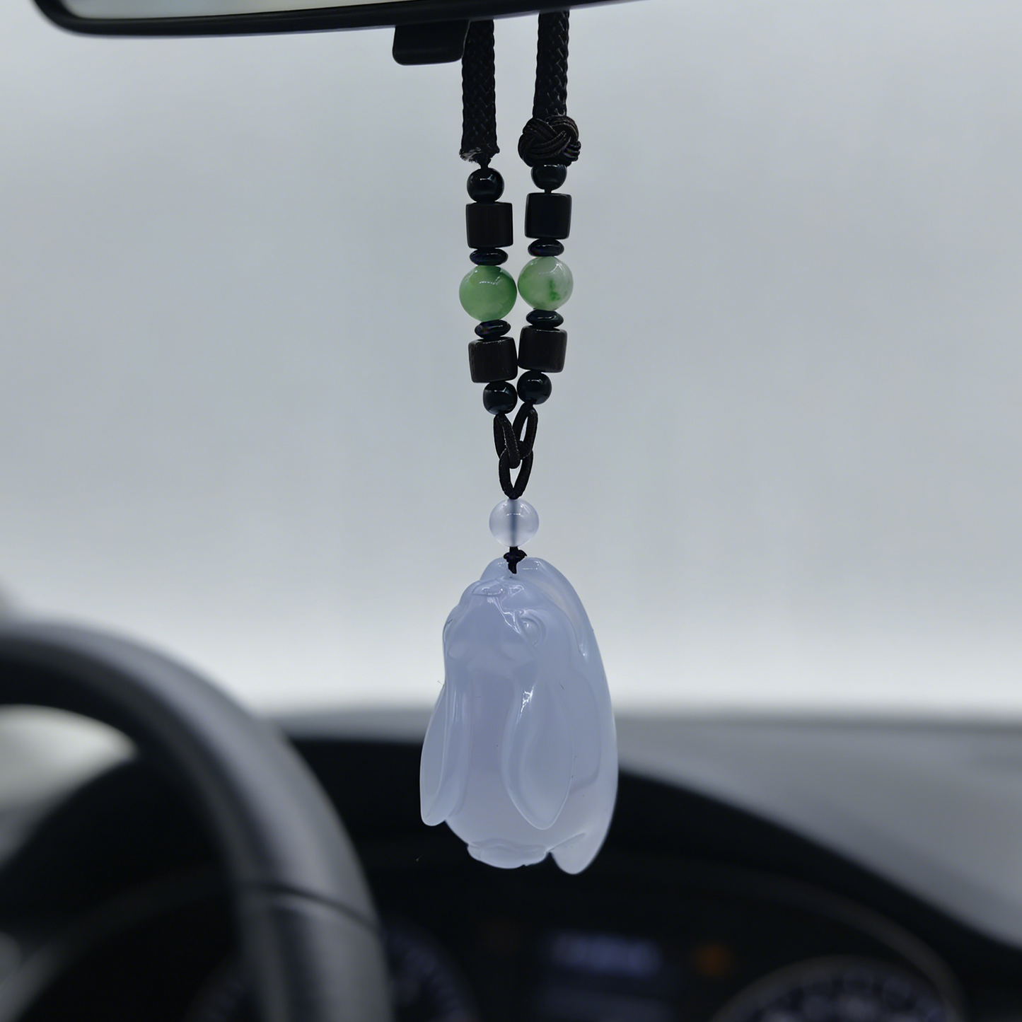 Blue Chalcedony Rabbit Pendant - Hand Carved Natrual Crystal