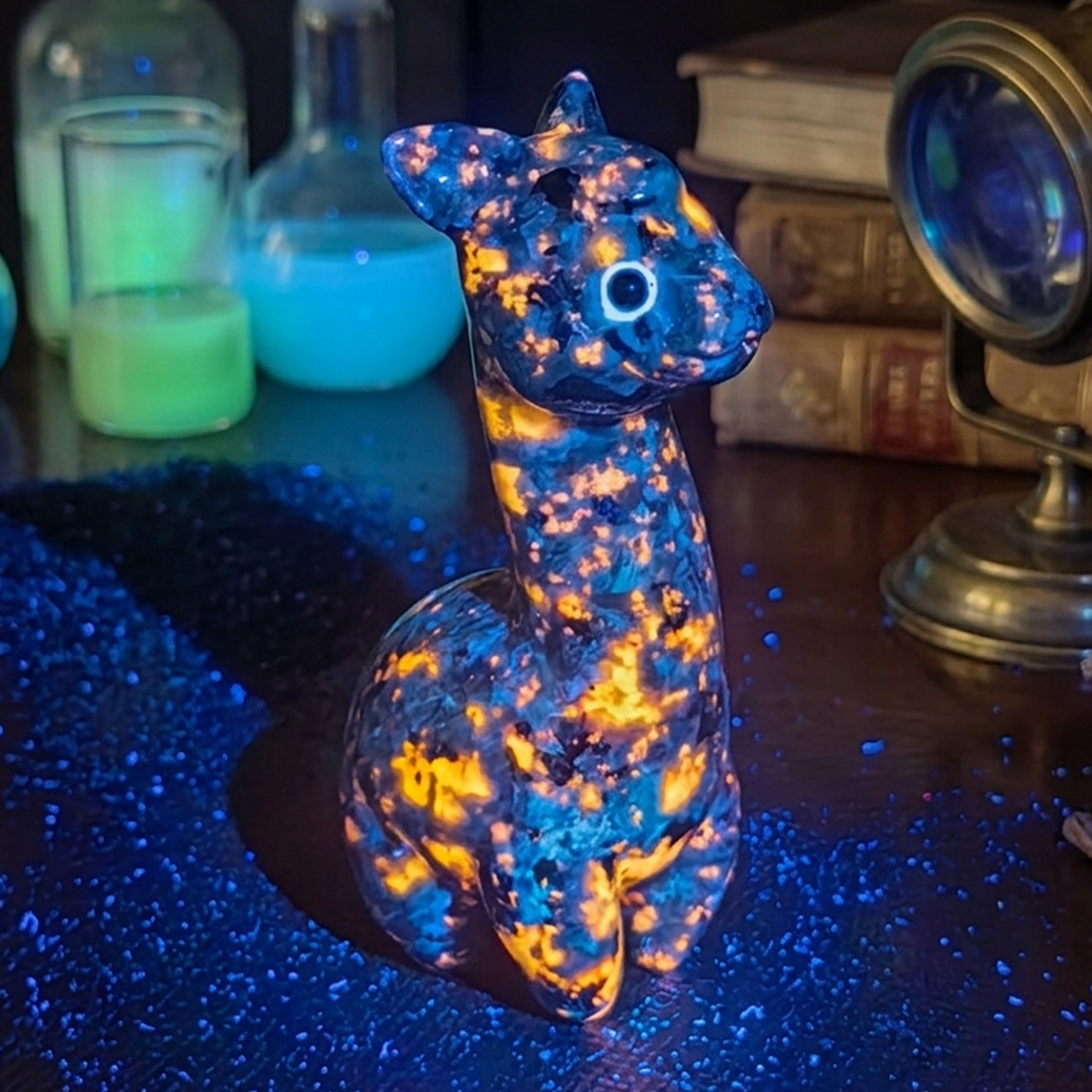 Fire Stone Alpaca Jade Carving - Hand Carved Natural Stone Carving