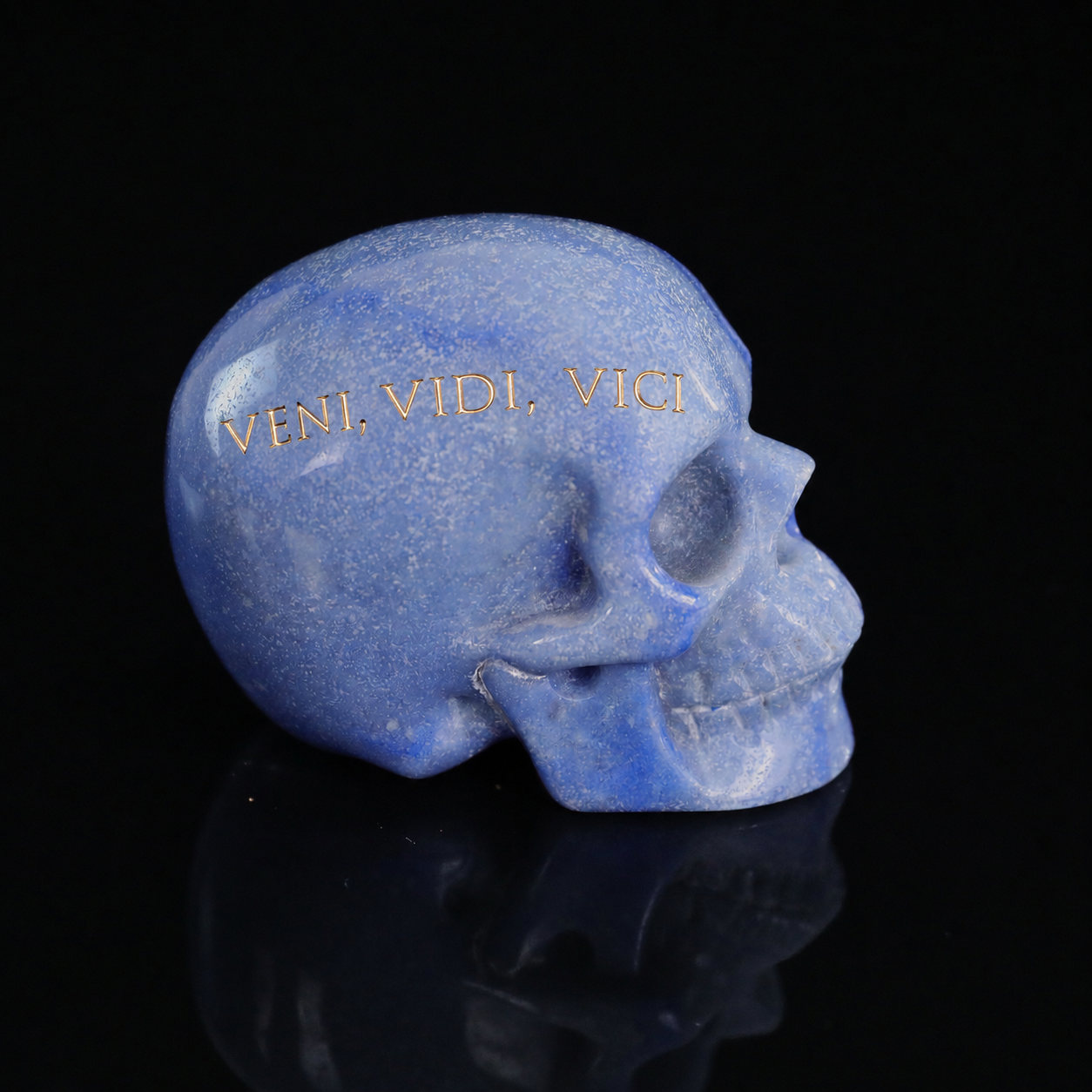 4.5 Inch Blue Aventurine Crystal Skull – Hand Carved Natural Stone
