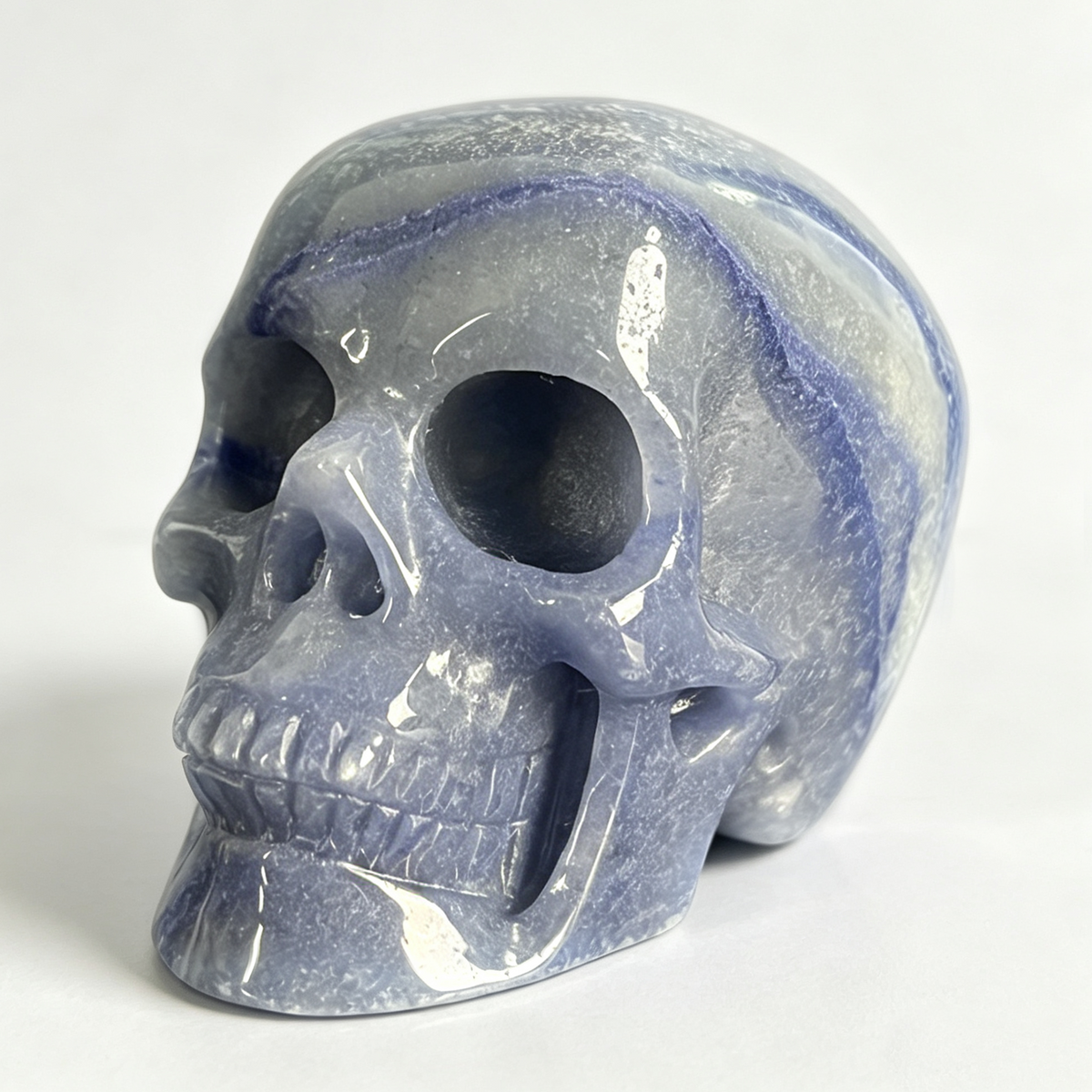 2" Blue Aventurine Crystal Skull - Pattern G
