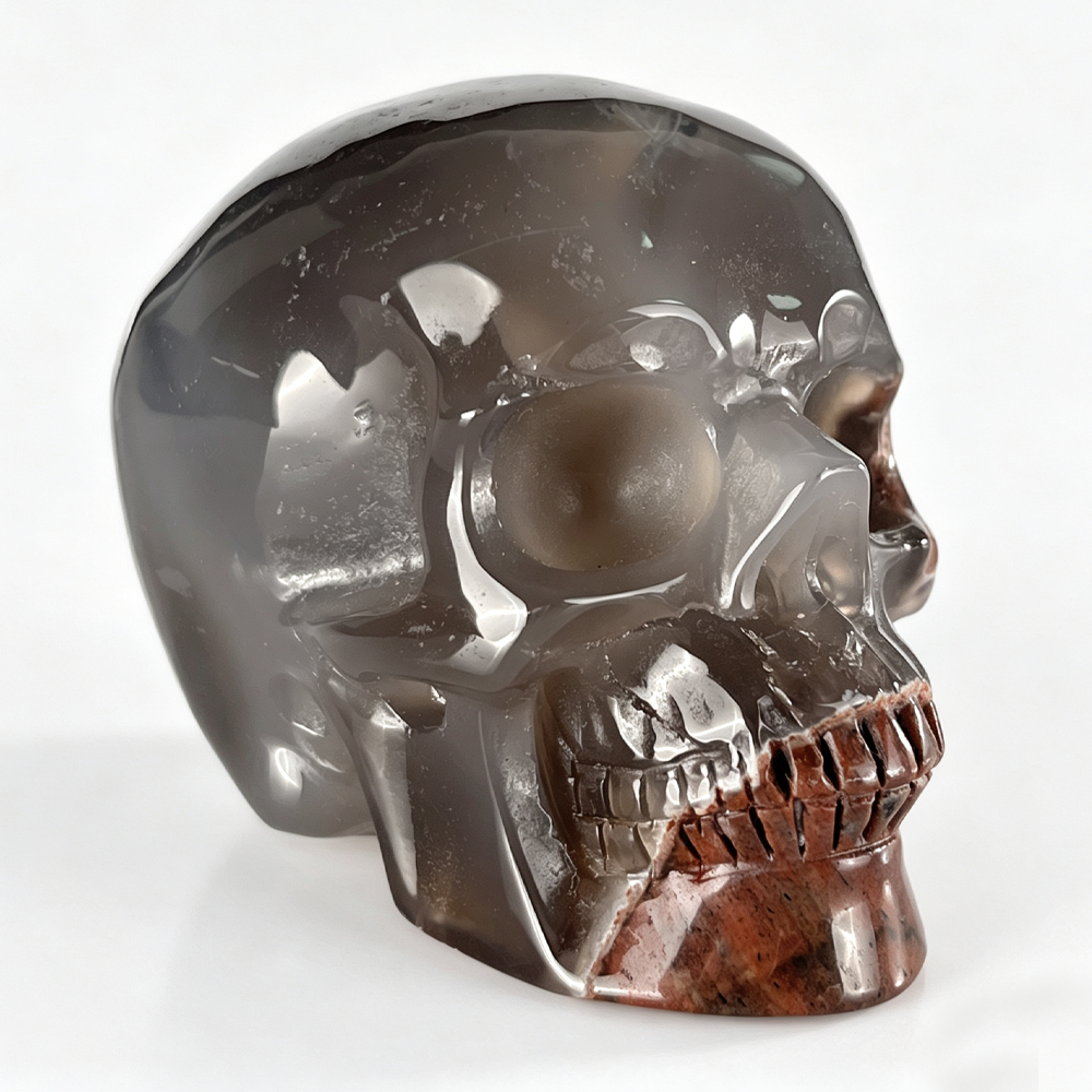 3" Volcanic Agate Crystal Skull - Pattern F