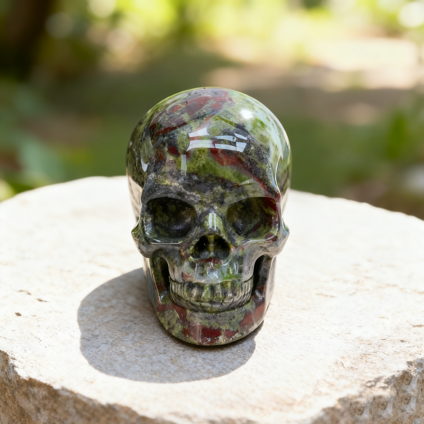 3 Inch Dragon Bloodstone Crystal Skull – Hand Carved Natural Stone