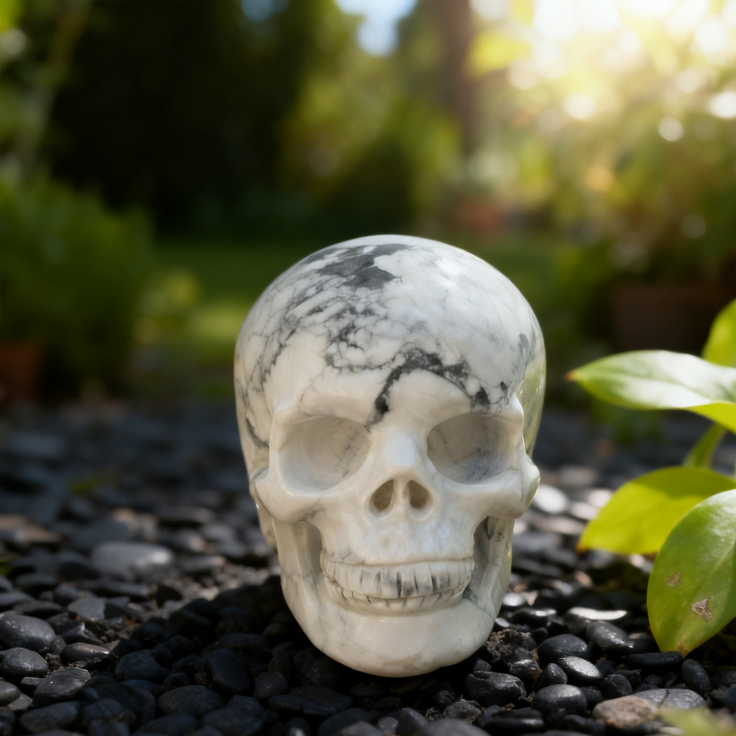 3 Inch White Howlite Turquoise Crystal Skull