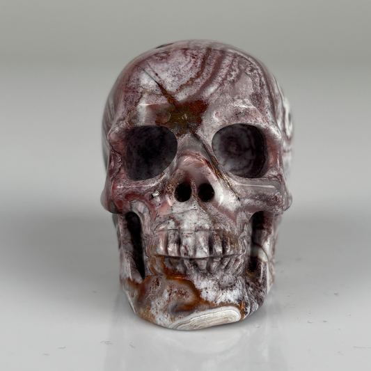 2" Red Crazy Lace Agate Crystal Skull – Pattern D