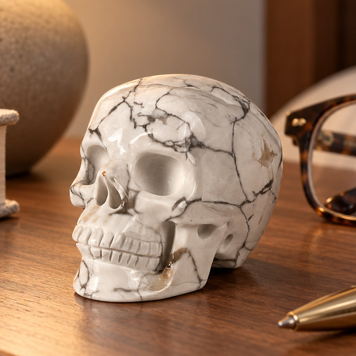 2" White Howlite Crystal Skull – Pattern B