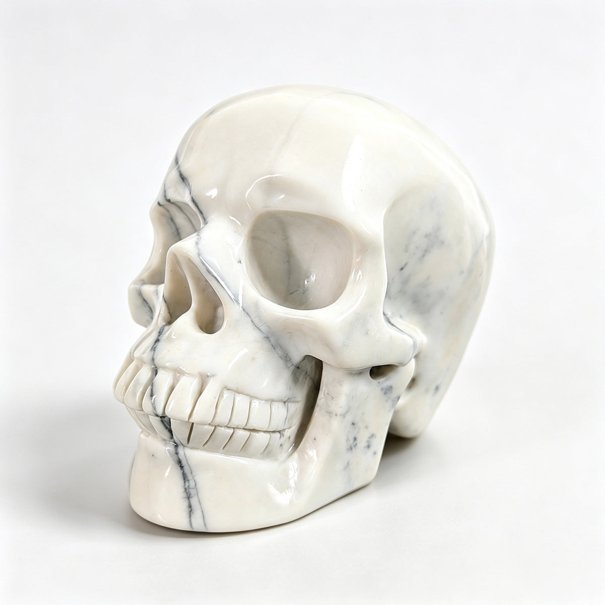 4.5" Ivory Jade Crystal Skull - Pattern B