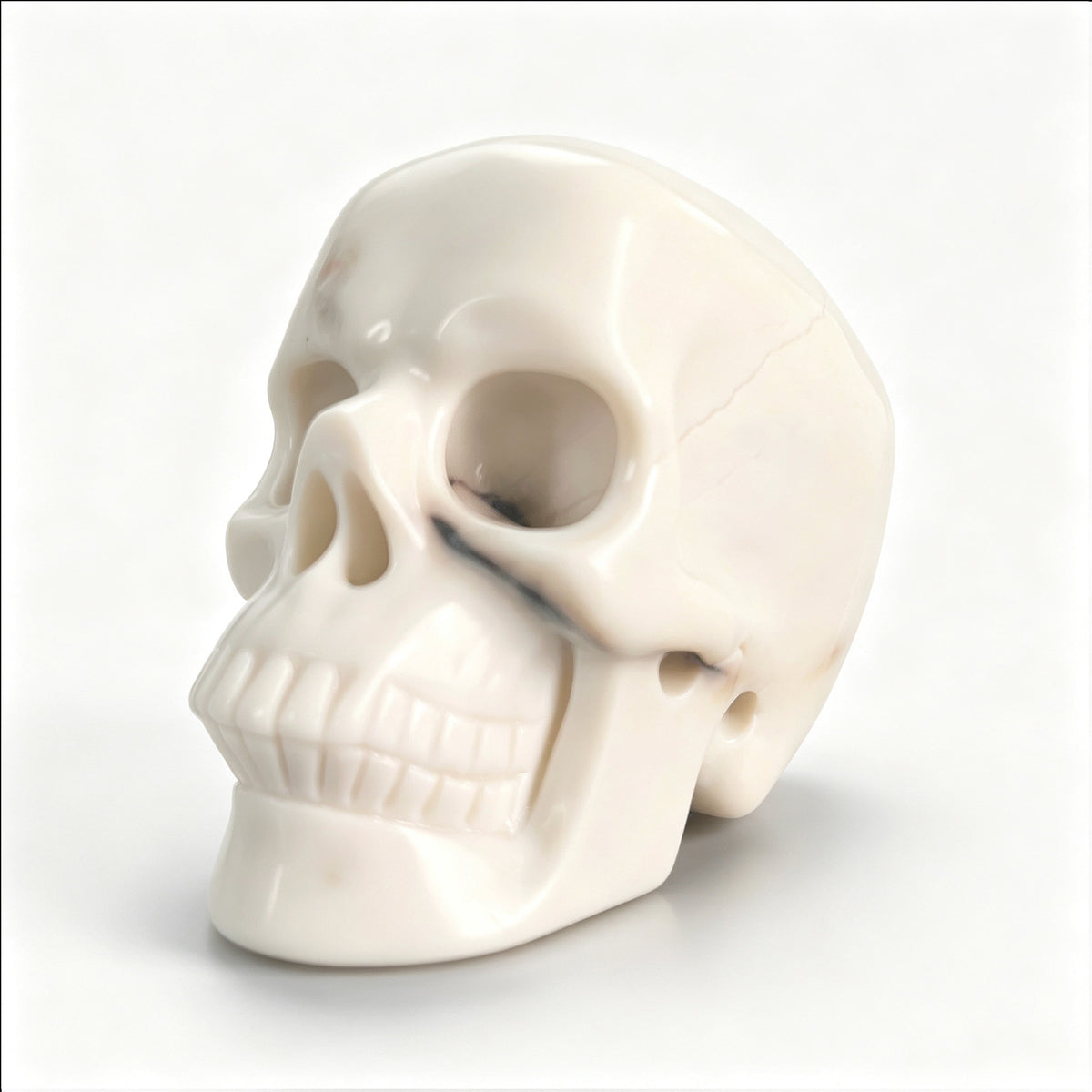 3" Ivory Jade Crystal Skull - Pattern B