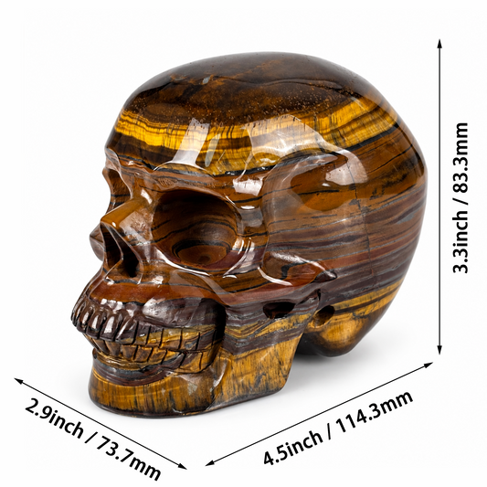 4.5" Tiger Eye Crystal Skull - Pattern C