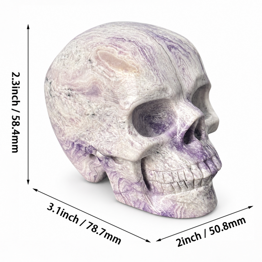 3" Purple Peacock Stone Crystal Skull - Pattern I