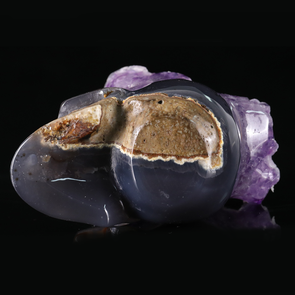 3 inch Amethyst Cluster Crown Crystal Skull - Hand Carved Natrual Crystal