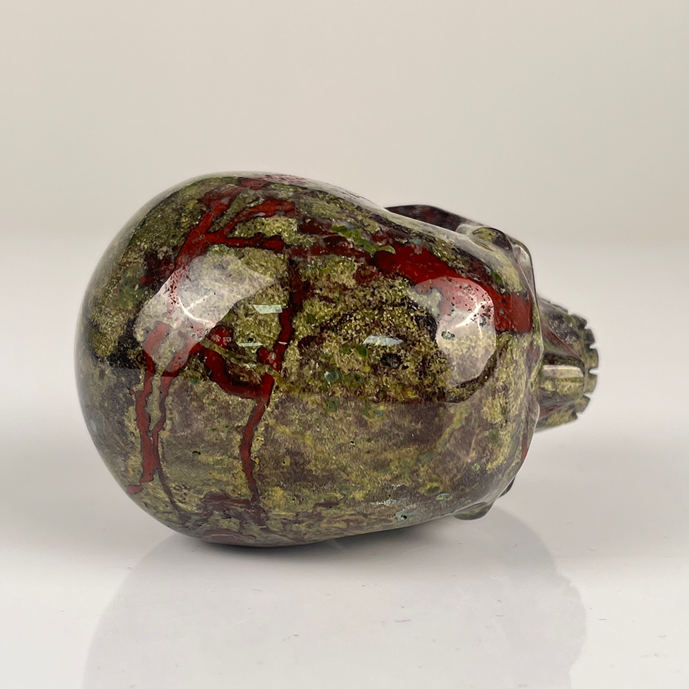 3" Dragon Bloodstone Crystal Skull - Pattern C