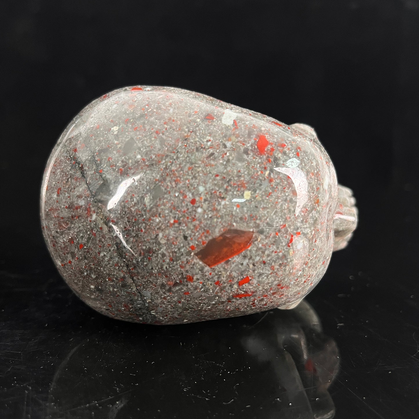 4.5" African Bloodstone Crystal Skull - Pattern C