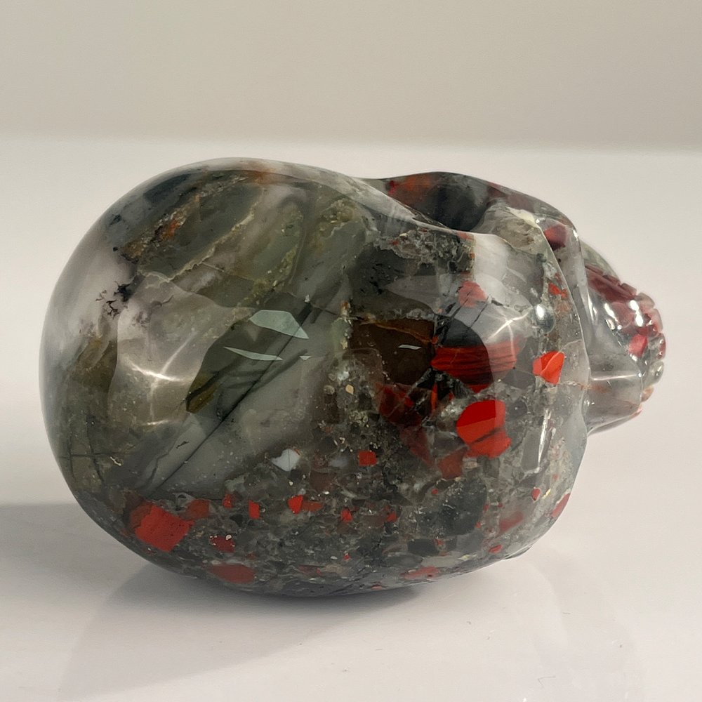 3" African Bloodstone Crystal Skull - Pattern I
