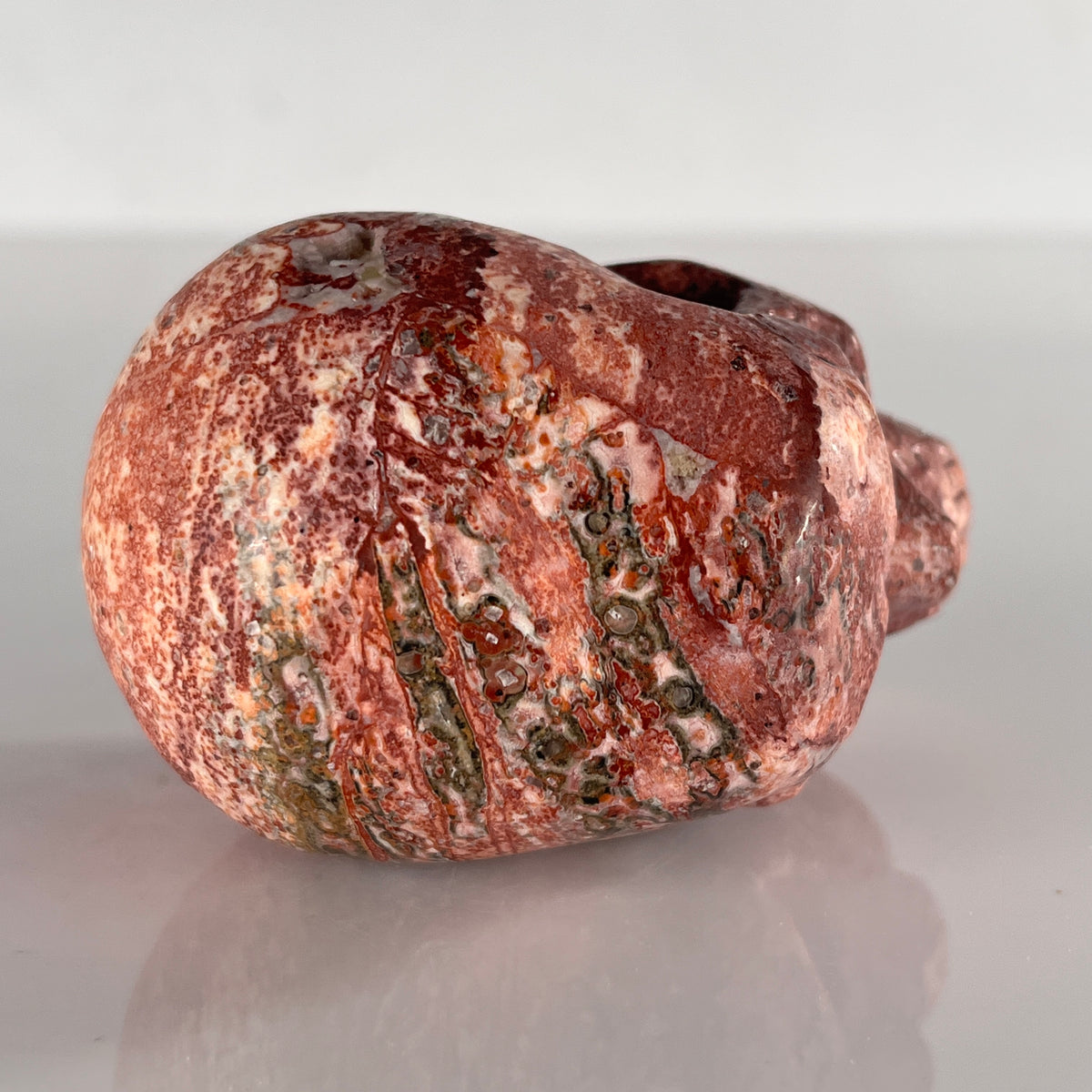 3" Red Leopard Skin Jasper Crystal Skull - Pattern C