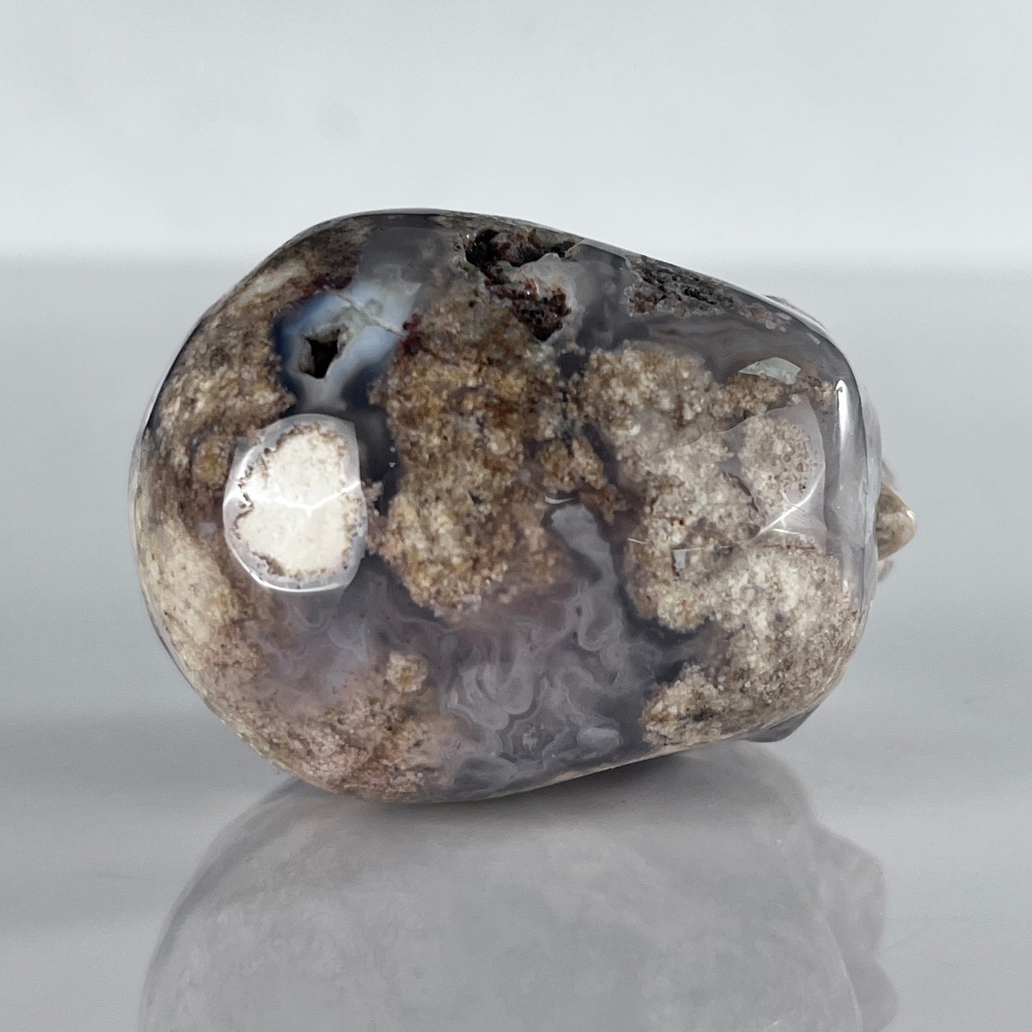 2" Blue Flower Agate Crystal Skull – Pattern A
