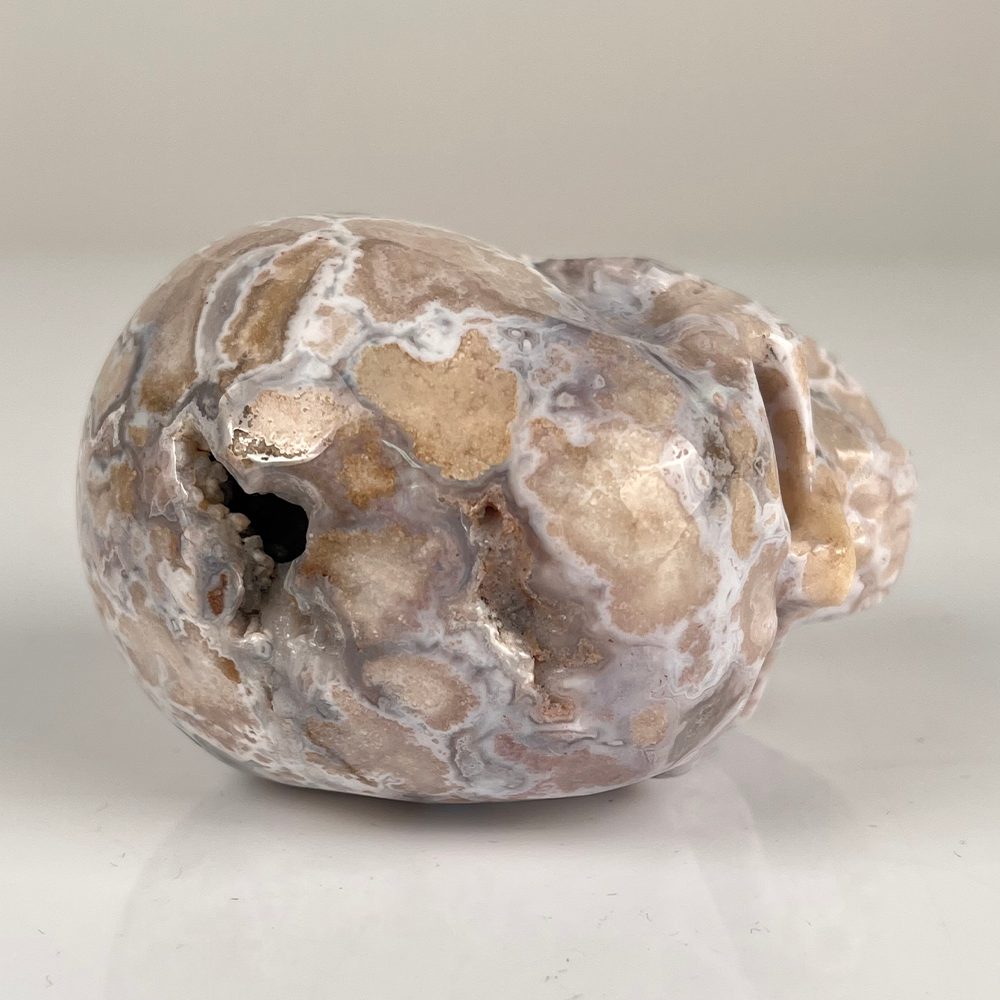 3" Blue Flower Agate Crystal Skull – Pattern C