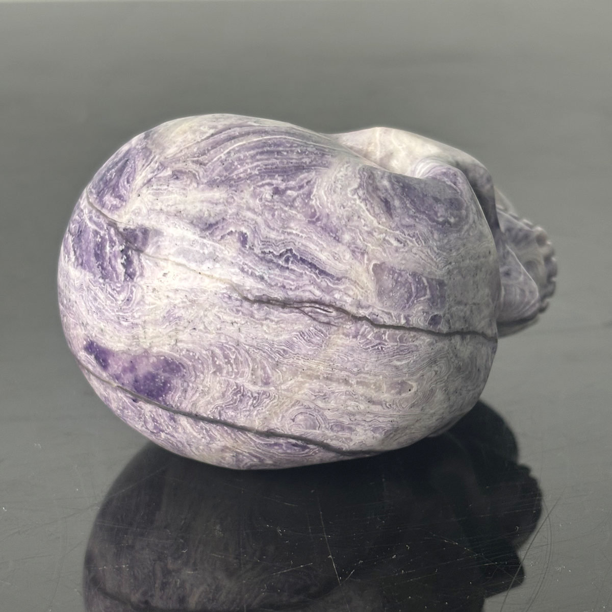 3" Purple Peacock Stone Crystal Skull - Pattern C