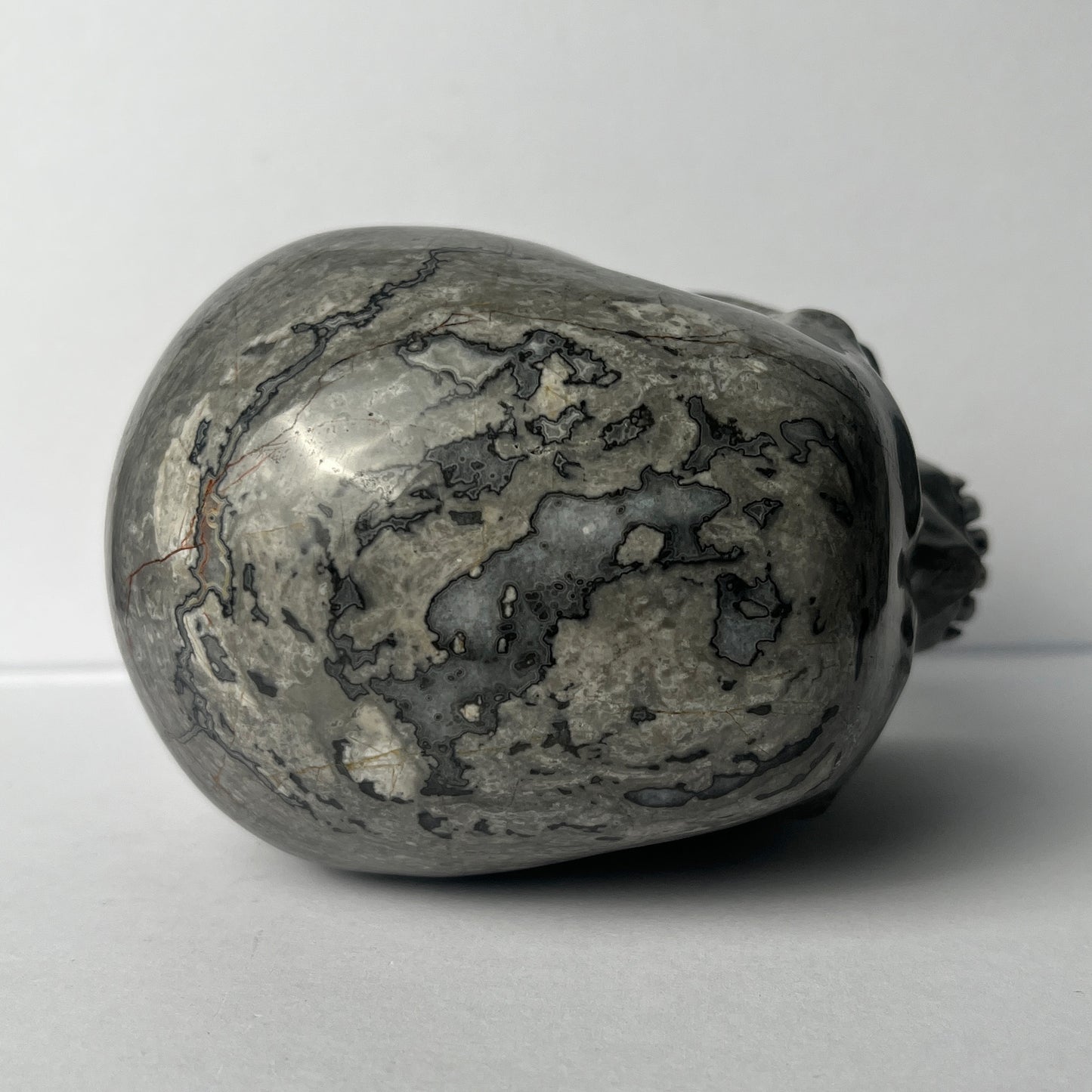 4.5" Grey Picture Jasper Crystal Skull - Pattern B