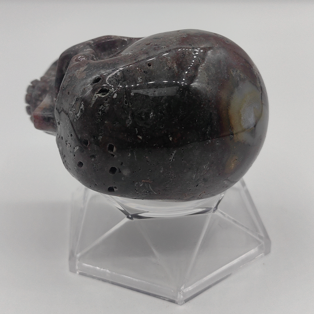 3 Inch Red Crazy Lace Agate Crystal Skull – Hand Carved Natural Stone