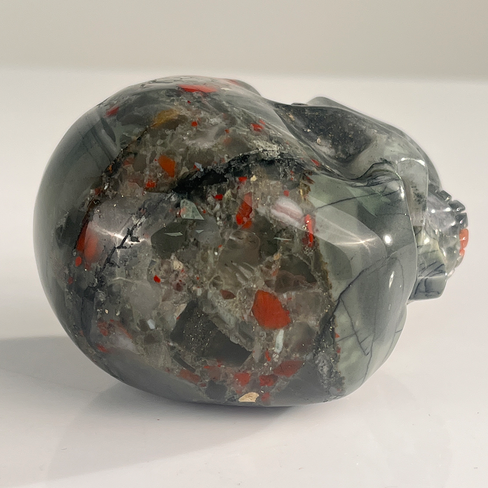 3" African Bloodstone Crystal Skull - Pattern L