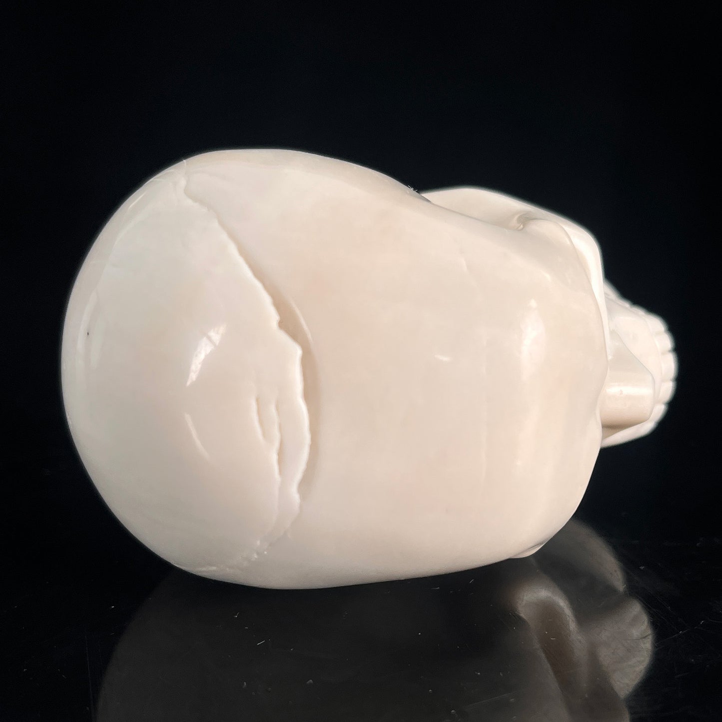 3" Ivory Jade Crystal Skull - Pattern A