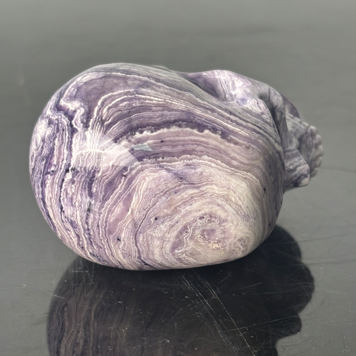 3" Purple Peacock Stone Crystal Skull - Pattern H