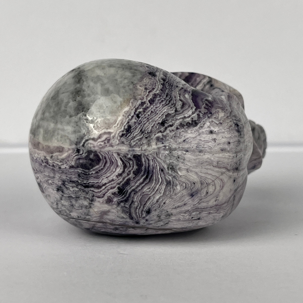 2" Purple Peacock Stone Crystal Skull - Pattern D