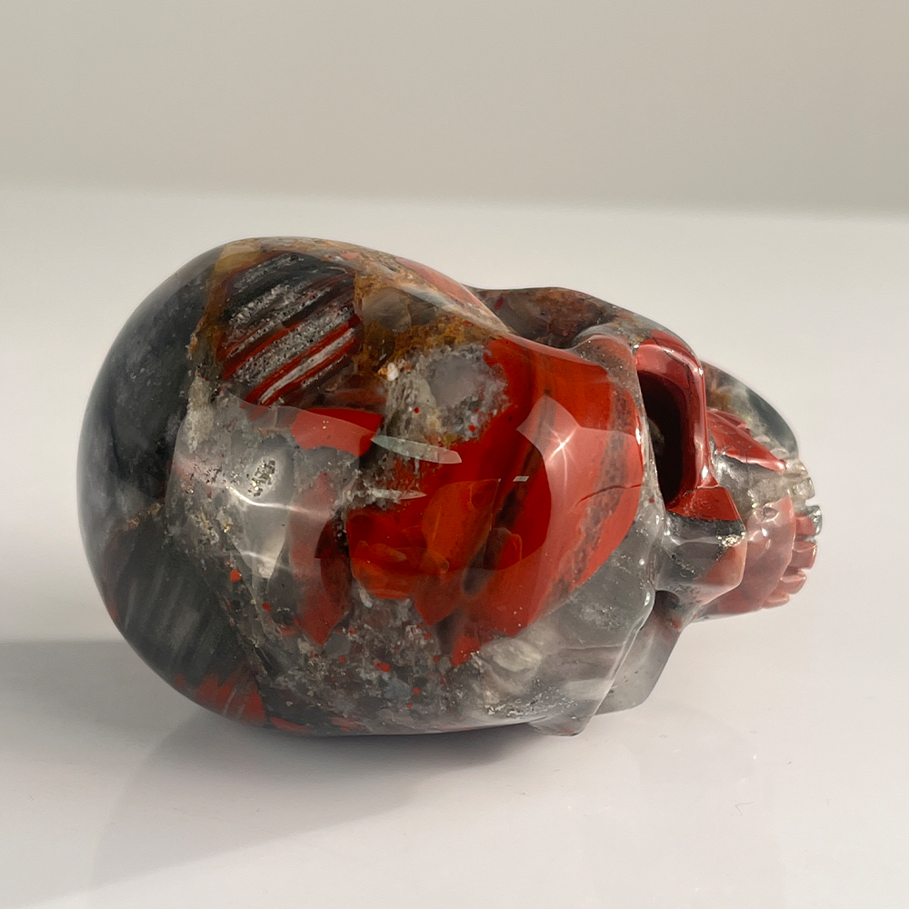 3" African Bloodstone Crystal Skull - Pattern H