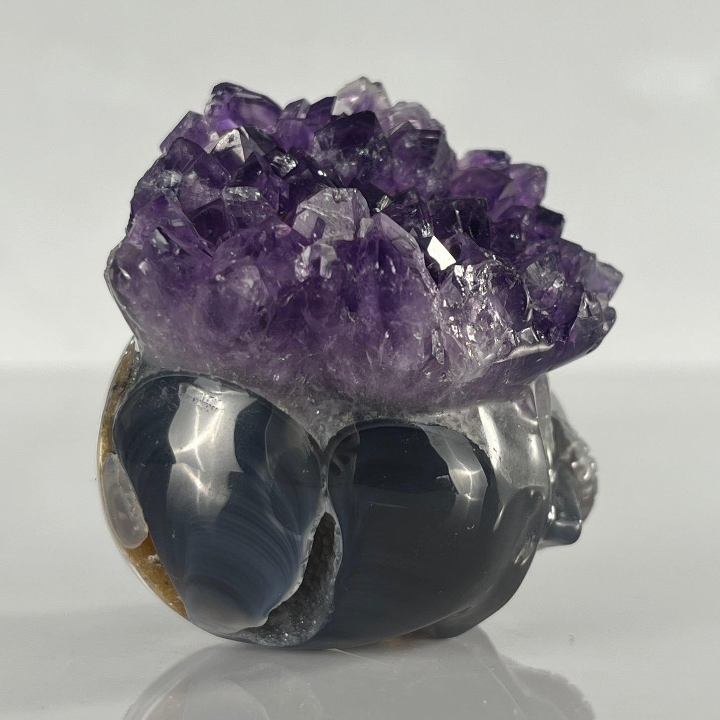 2 inch Amethyst Cluster Crystal Skull - Hand Carved Natrual Crystal