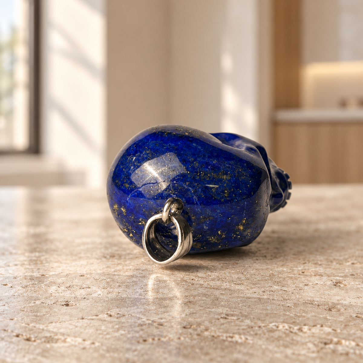 Lapis Lazuli Human Skull Pendant
