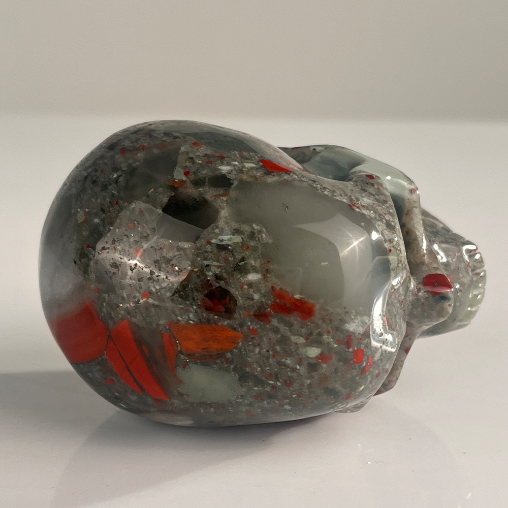 3" African Bloodstone Crystal Skull - Pattern B