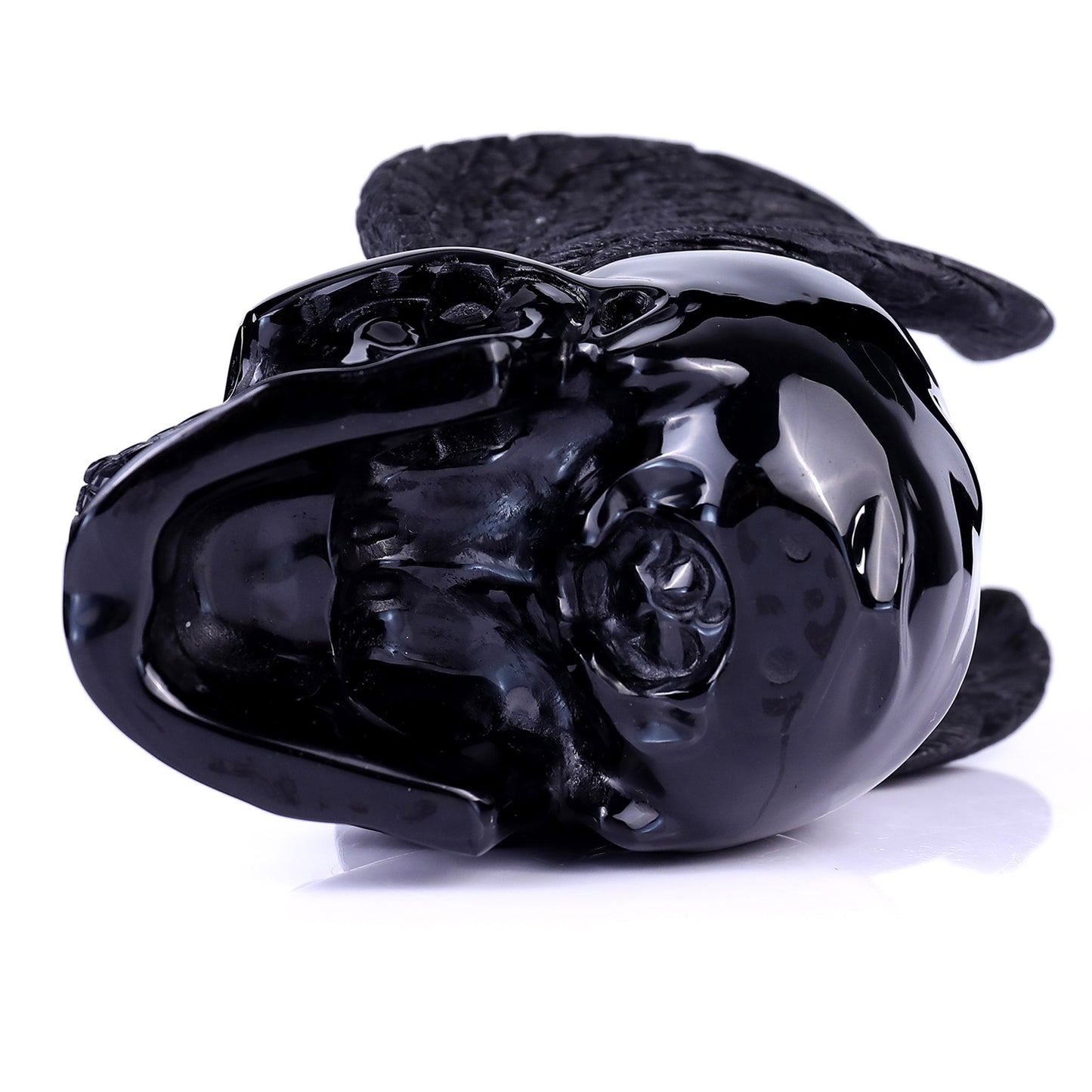 “Fallen Angel” — Black Obsidian Winged Skull · Specimen No. 022