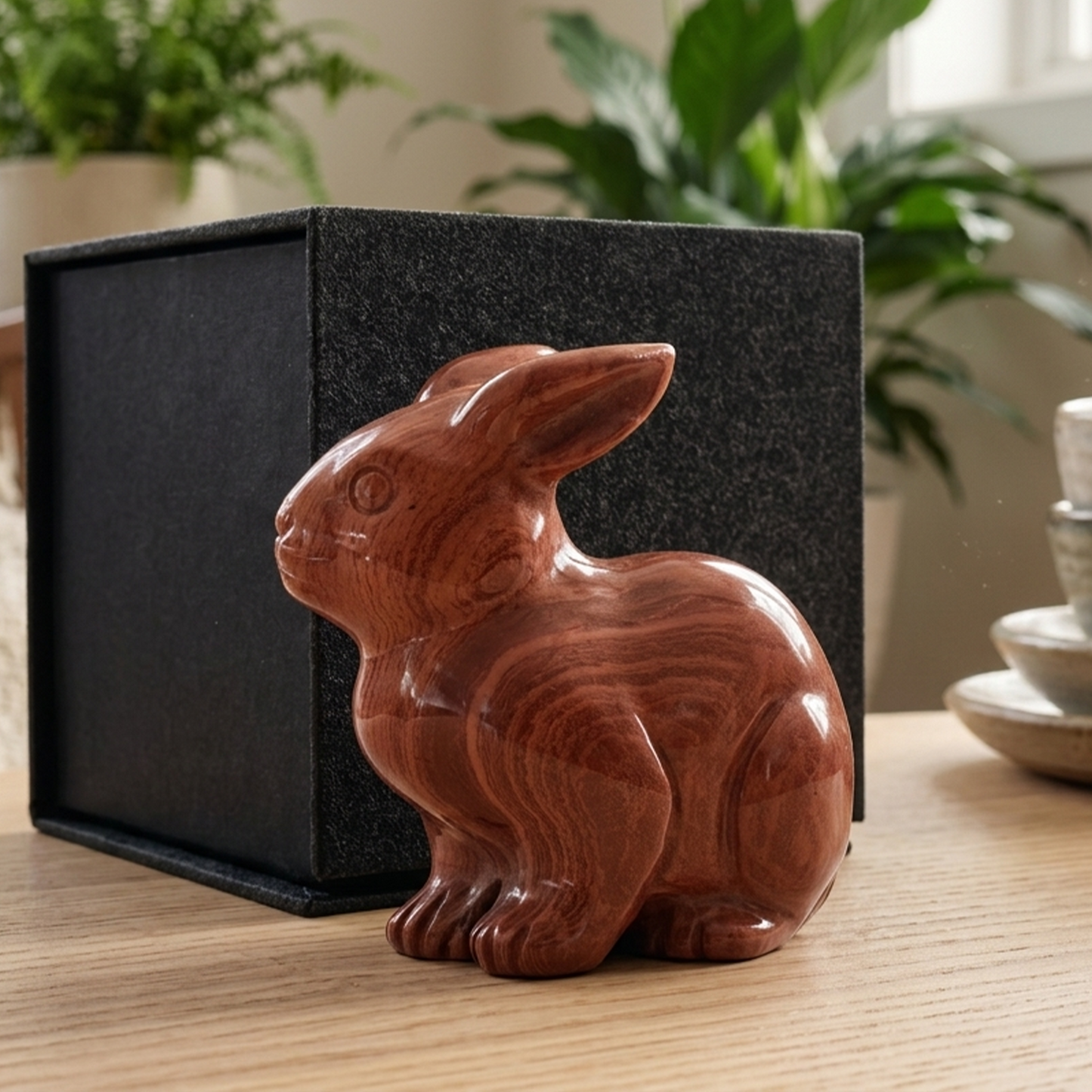 Red Jesper Rabbit Carving – Hand Carved Natural Stone