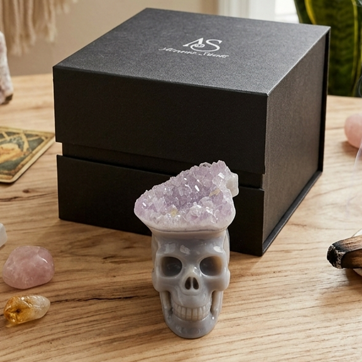 2.64 inch Amethyst Cluster Crown Crystal Skull - Hand Carved Natrual Crystal