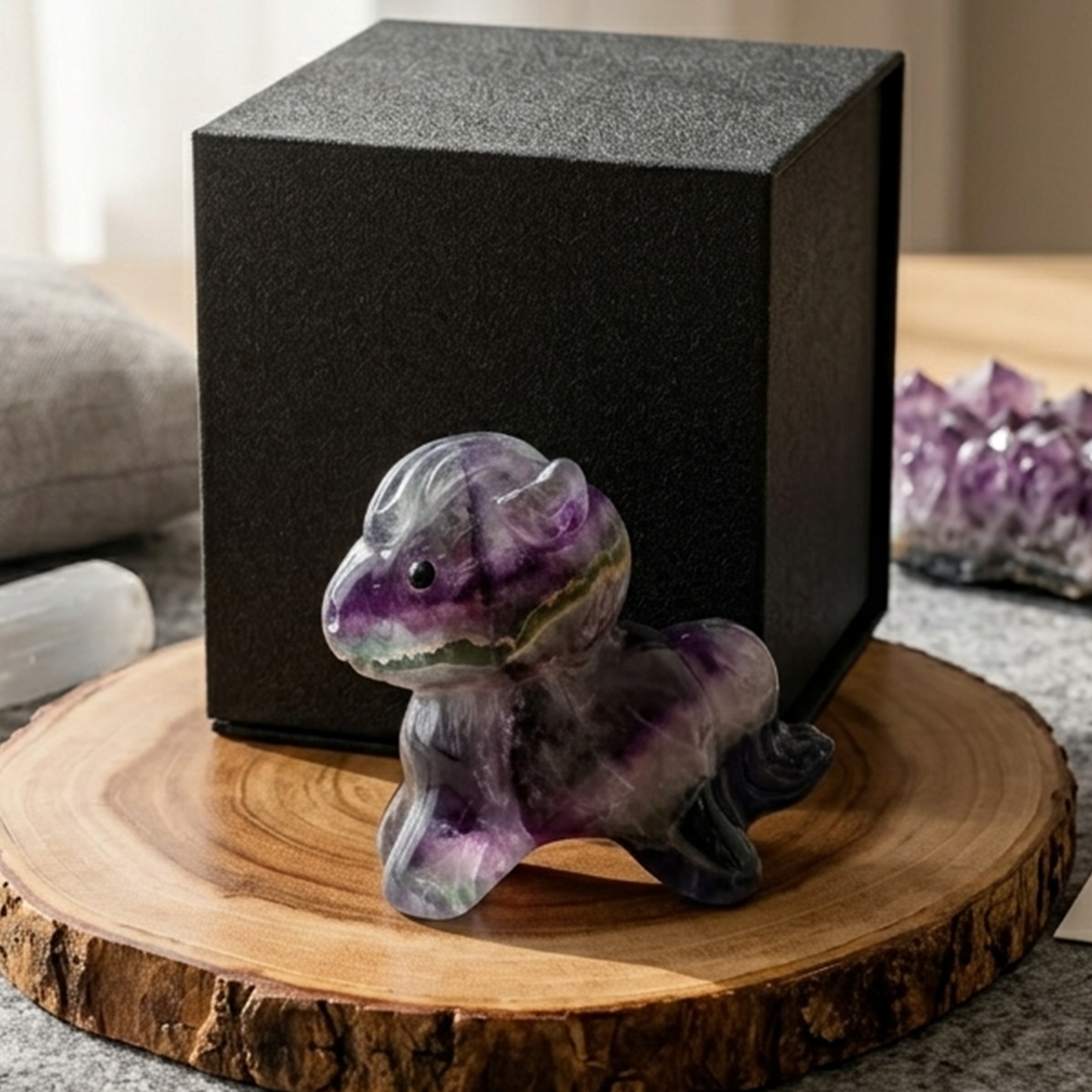 Fluorite Cartoon Pony Jade Carving - Hand Carved Natrual Jade