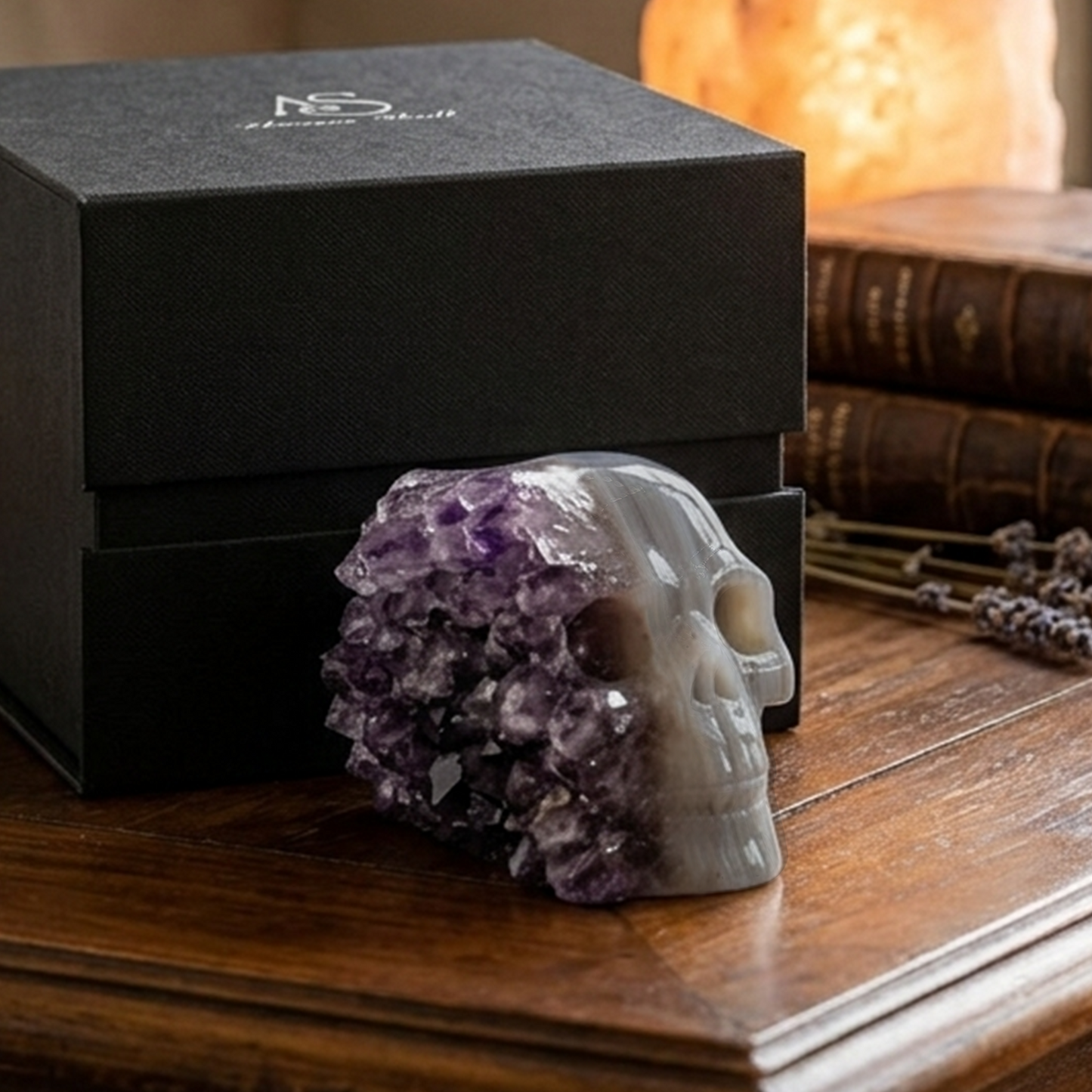 2 inch Amethyst Cluster Half Face Crystal Skull-Hand Ceved Natrual Crystal