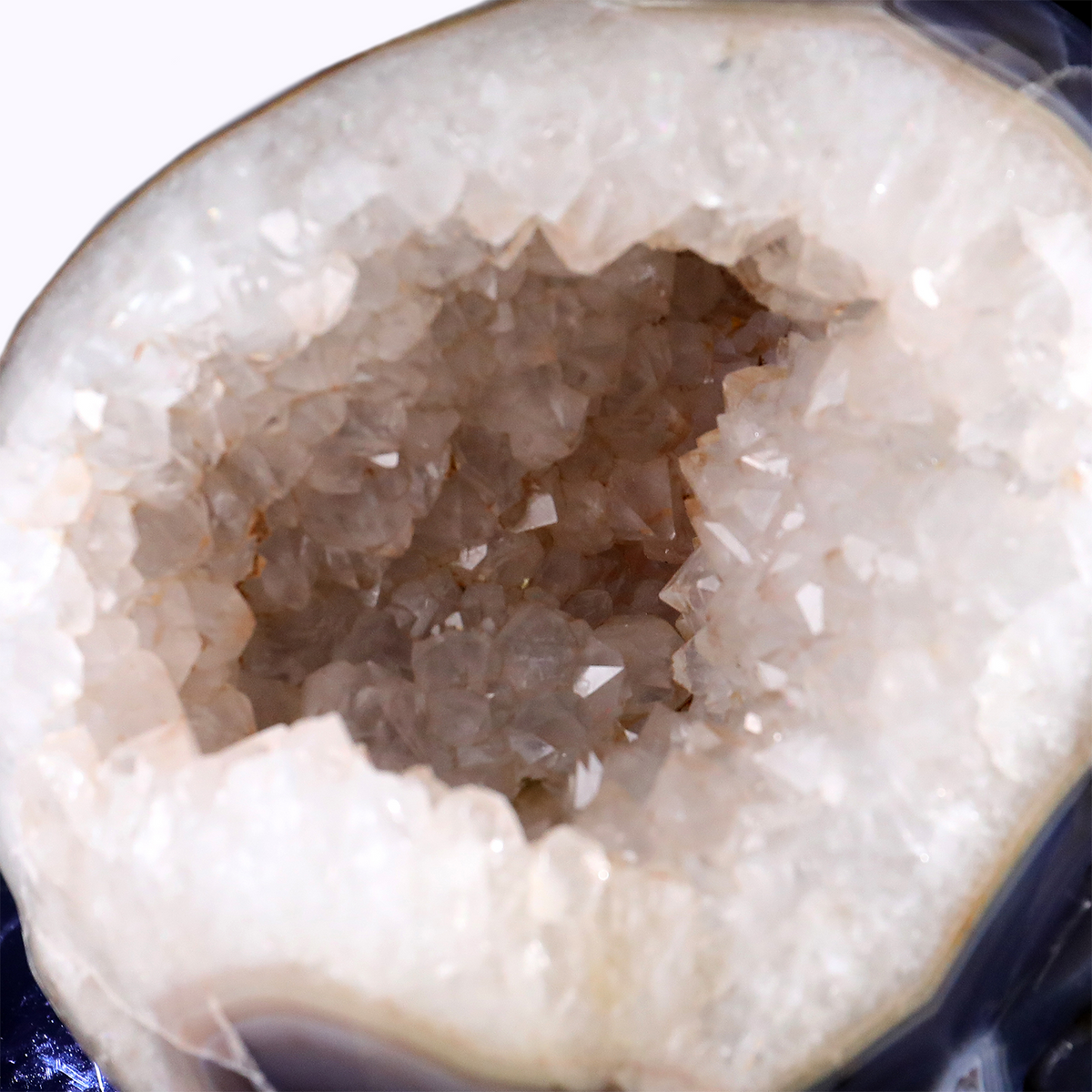 ‘The Lunar Grotto’ - Agate Geode Skull with Raw Quartz Druzy Pocket · Specimen No. 02