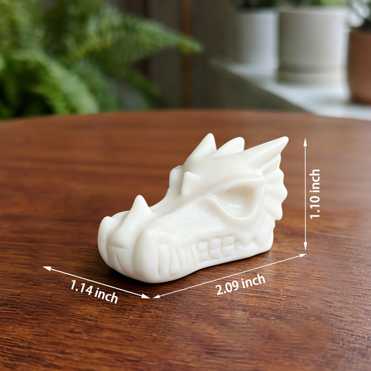 Additional view of a 2-inch Ivory Jade dragon skull carving