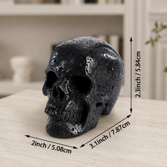 Additional view of a 3-inch Lava Stone human skull carving