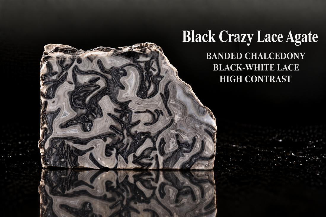 Black Crazy Lace Agate: Complex Banding, Contrast, and Carving