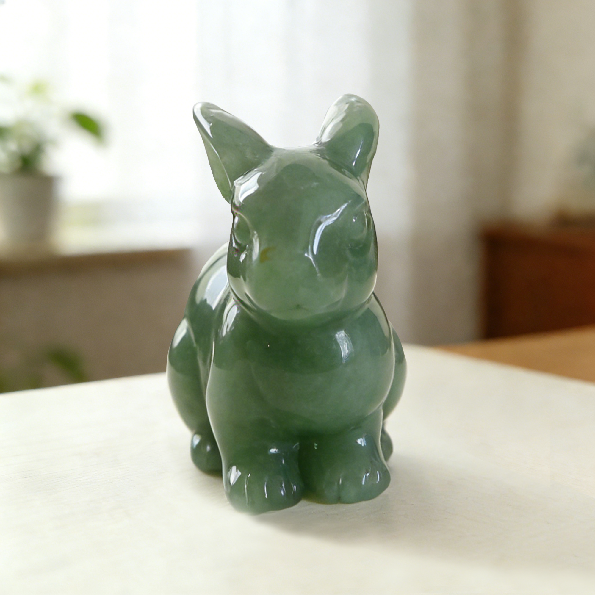 Green Aventurine Rabbit Carving – Lucky Stone Sculpture